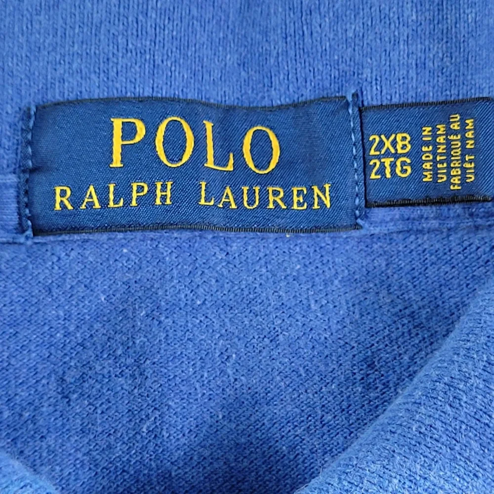 Polo Ralph Lauren Polo Shirt Men's 2XB Blue Short Sleeve Orange Pony Logo Cotton